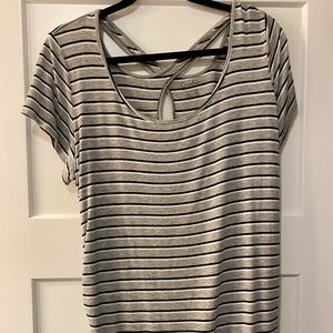 Maternity- Striped Short Sleeve shirt